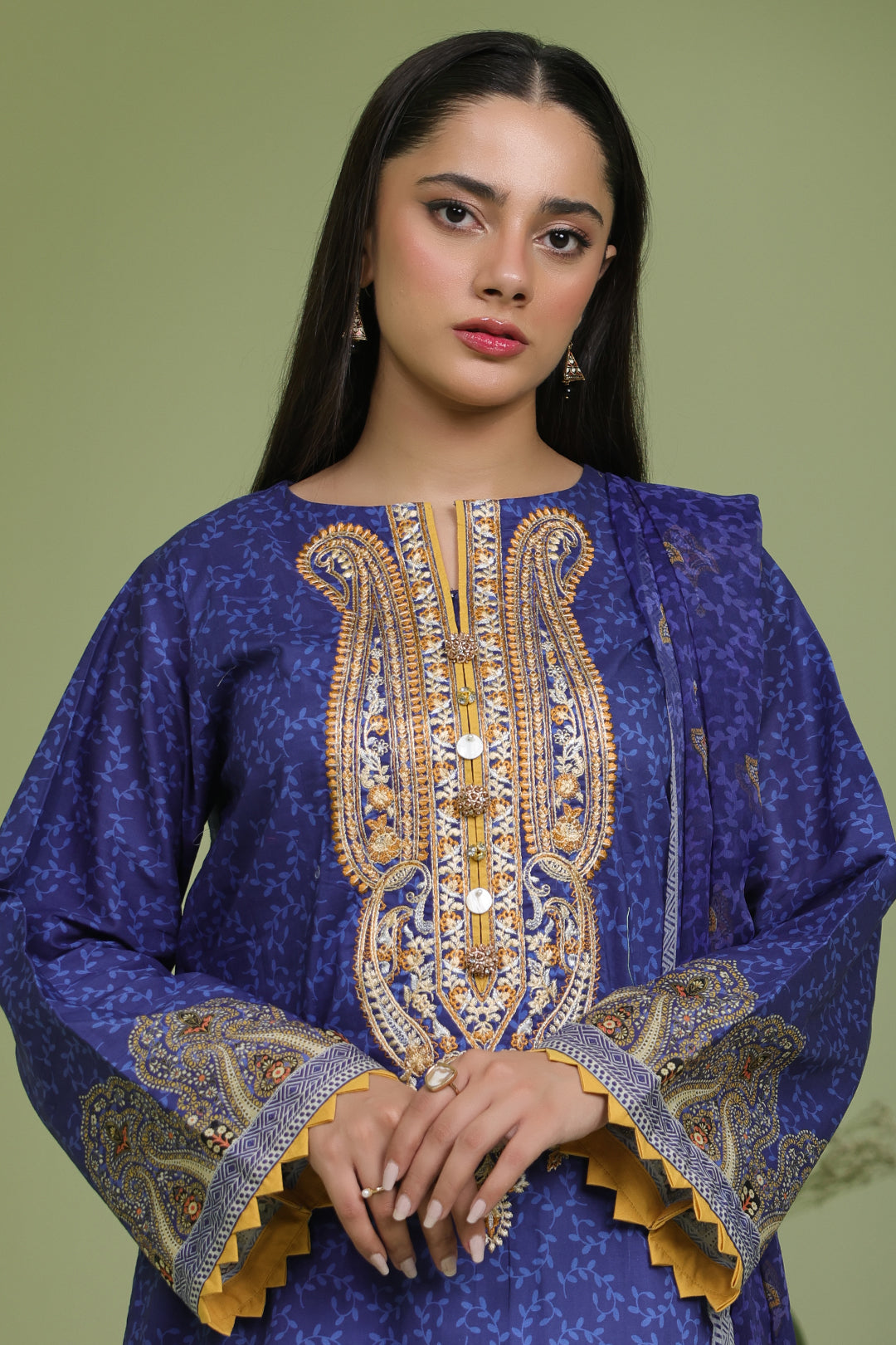 Zellbury | Unstitched 2 Piece Lawn | Embroidered Shirt Dupatta - 1688 - House Of Hania