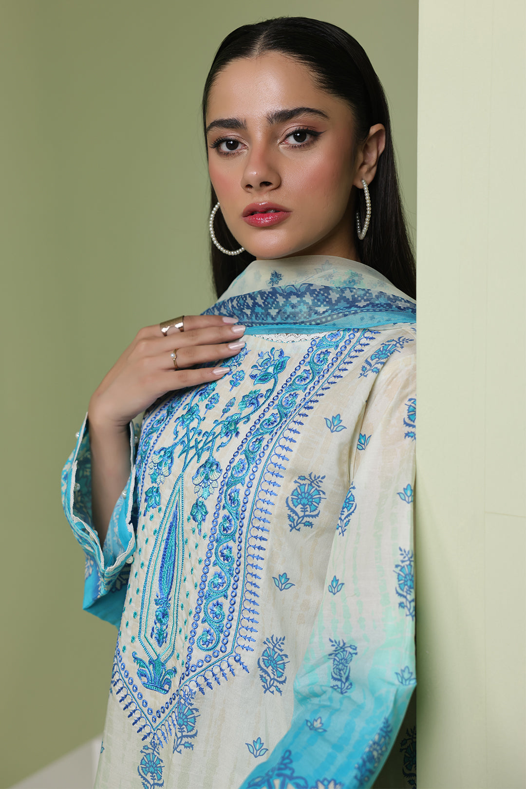 Zellbury | Unstitched 2 Piece Lawn | Embroidered Shirt Dupatta - 1694 - House Of Hania