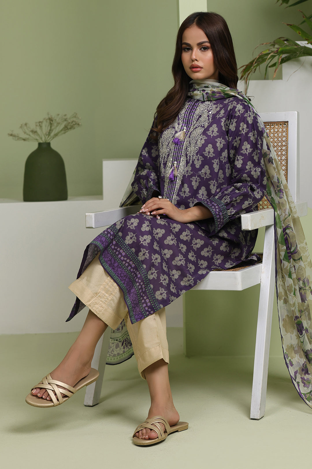 Zellbury | Unstitched 2 Piece Lawn | Embroidered Shirt Dupatta - 1695 - House Of Hania