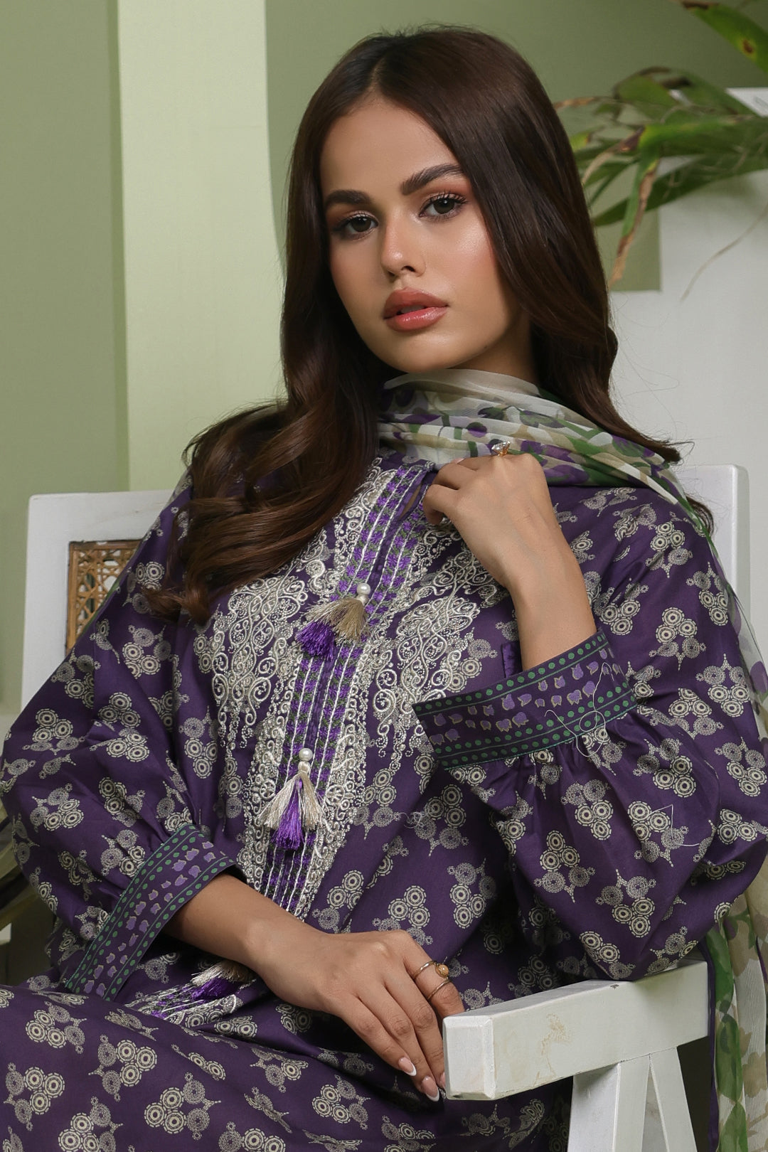 Zellbury | Unstitched 2 Piece Lawn | Embroidered Shirt Dupatta - 1695 - House Of Hania