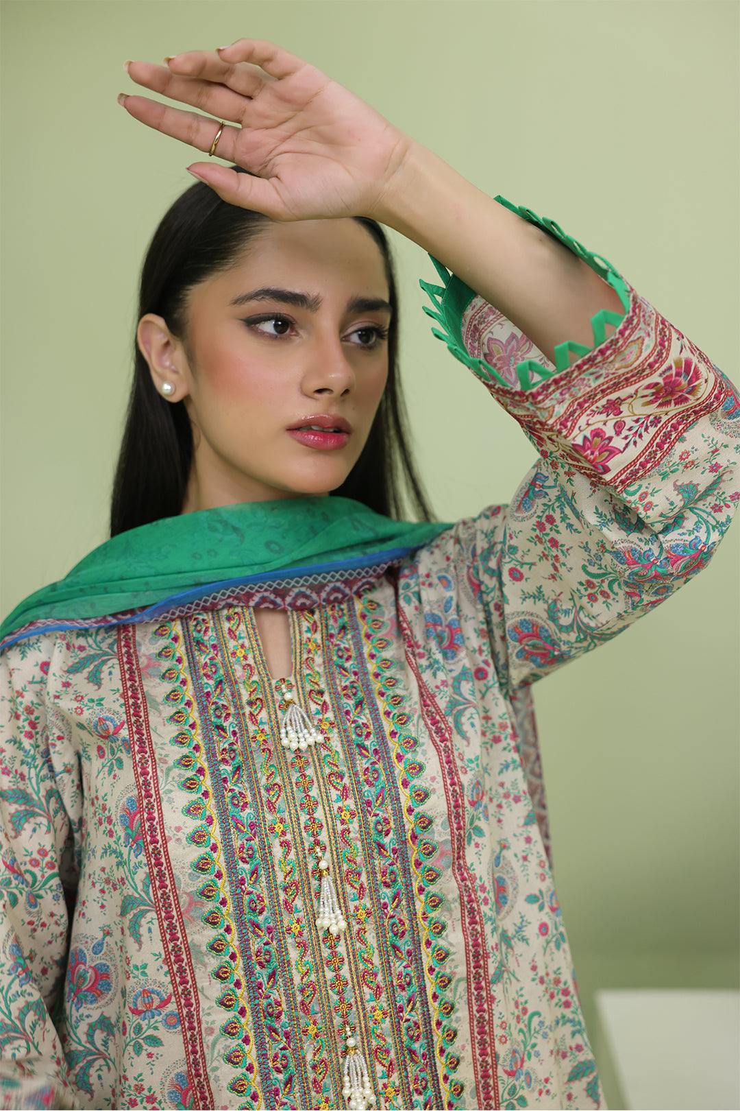 Zellbury | Unstitched 2 Piece Lawn | Embroidered Shirt Dupatta - 1714 - House Of Hania