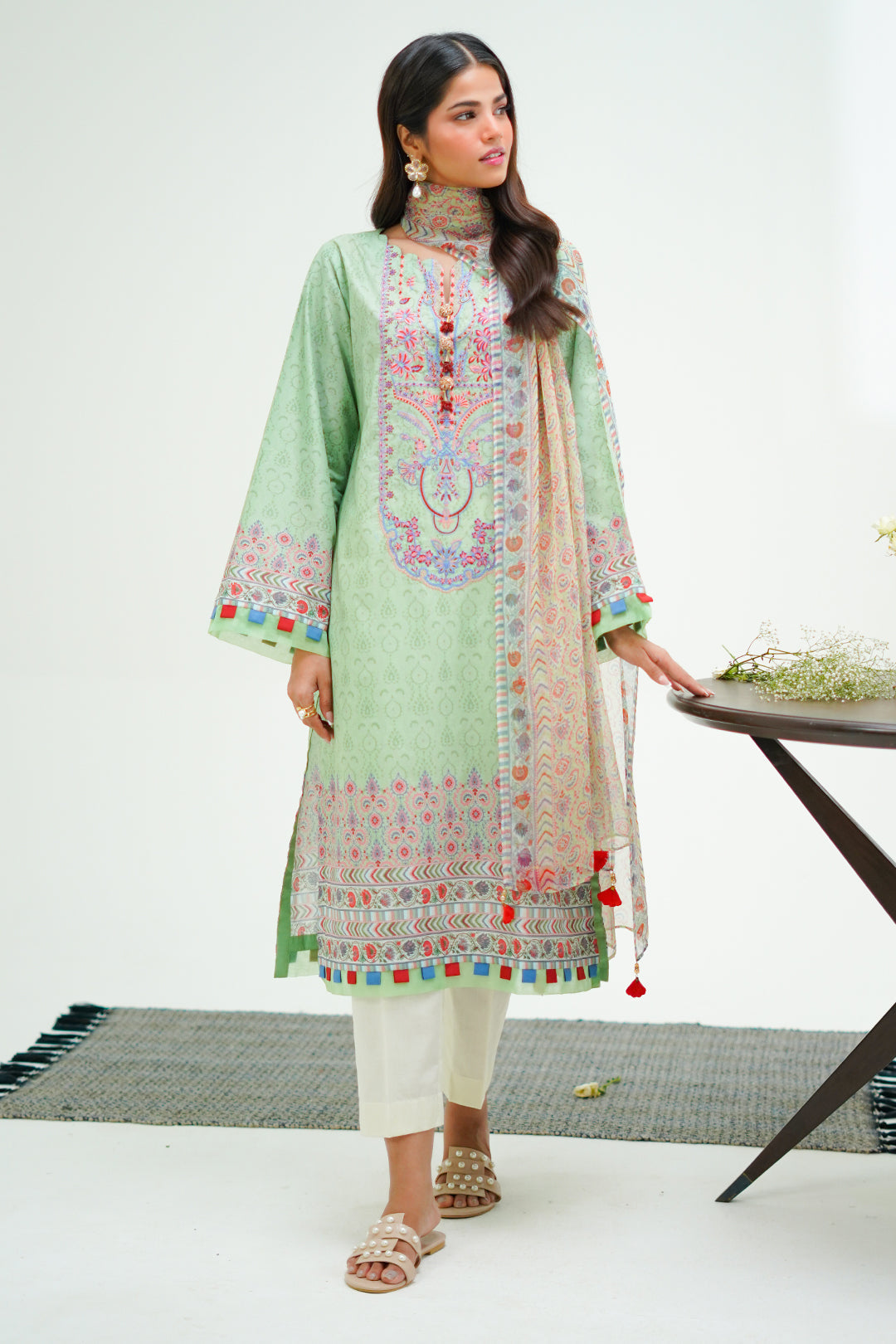 Zellbury | Unstitched 2 Piece Lawn | Embroidered Shirt Dupatta - 1715 - House Of Hania