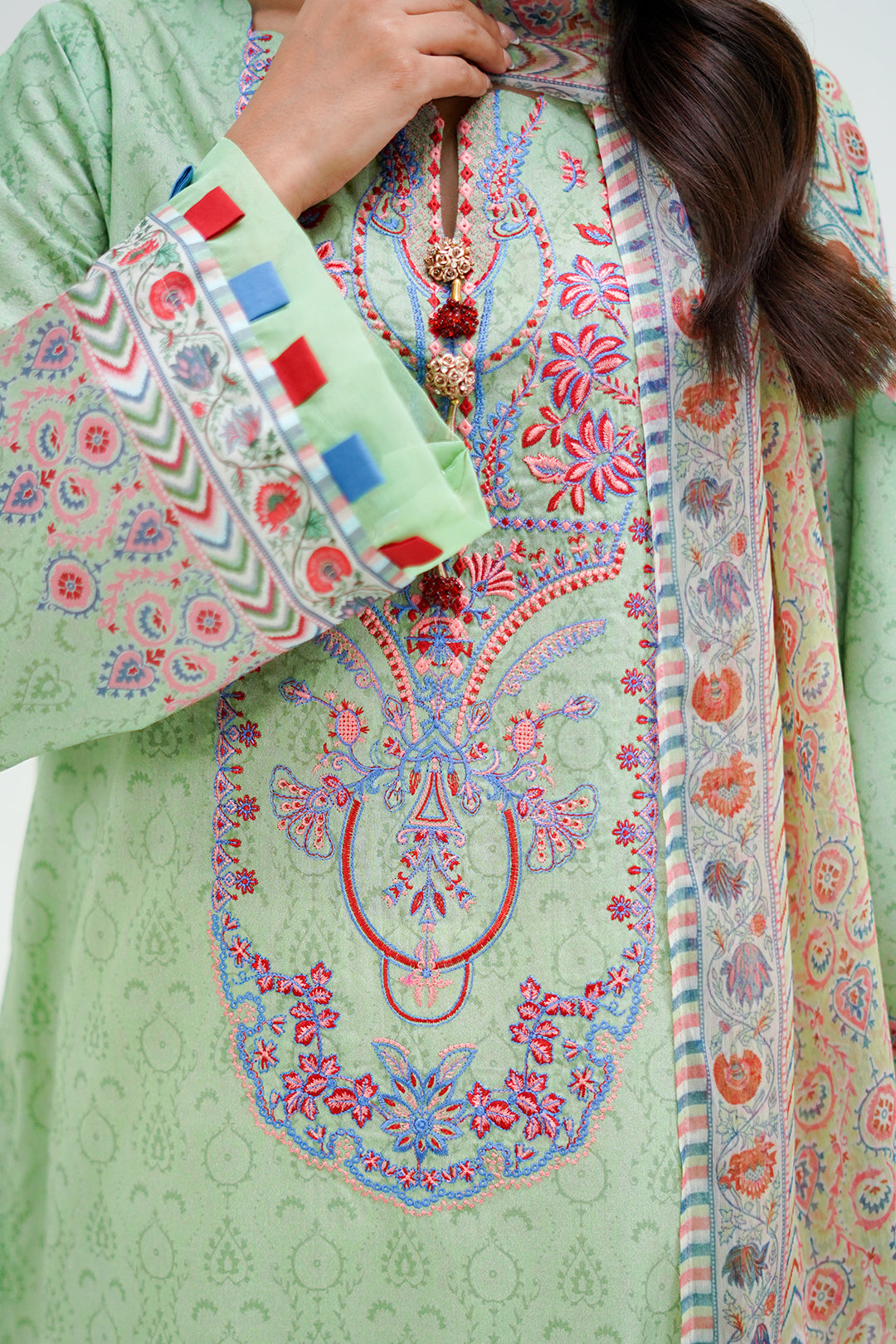 Zellbury | Unstitched 2 Piece Lawn | Embroidered Shirt Dupatta - 1715 - House Of Hania