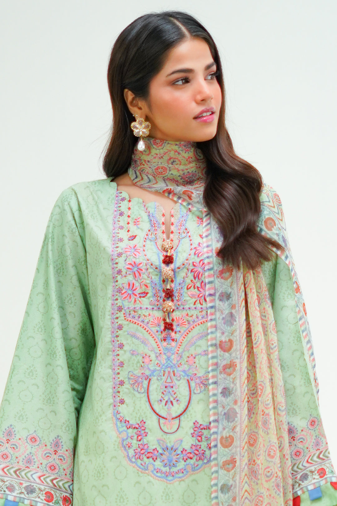 Zellbury | Unstitched 2 Piece Lawn | Embroidered Shirt Dupatta - 1715 - House Of Hania