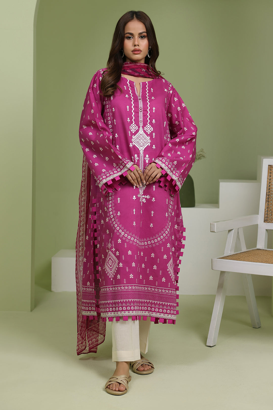 Zellbury | Unstitched 2 Piece Lawn | Embroidered Shirt Dupatta - 1717 - House Of Hania