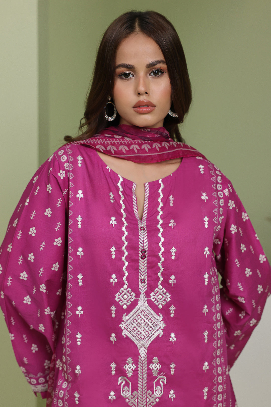 Zellbury | Unstitched 2 Piece Lawn | Embroidered Shirt Dupatta - 1717 - House Of Hania