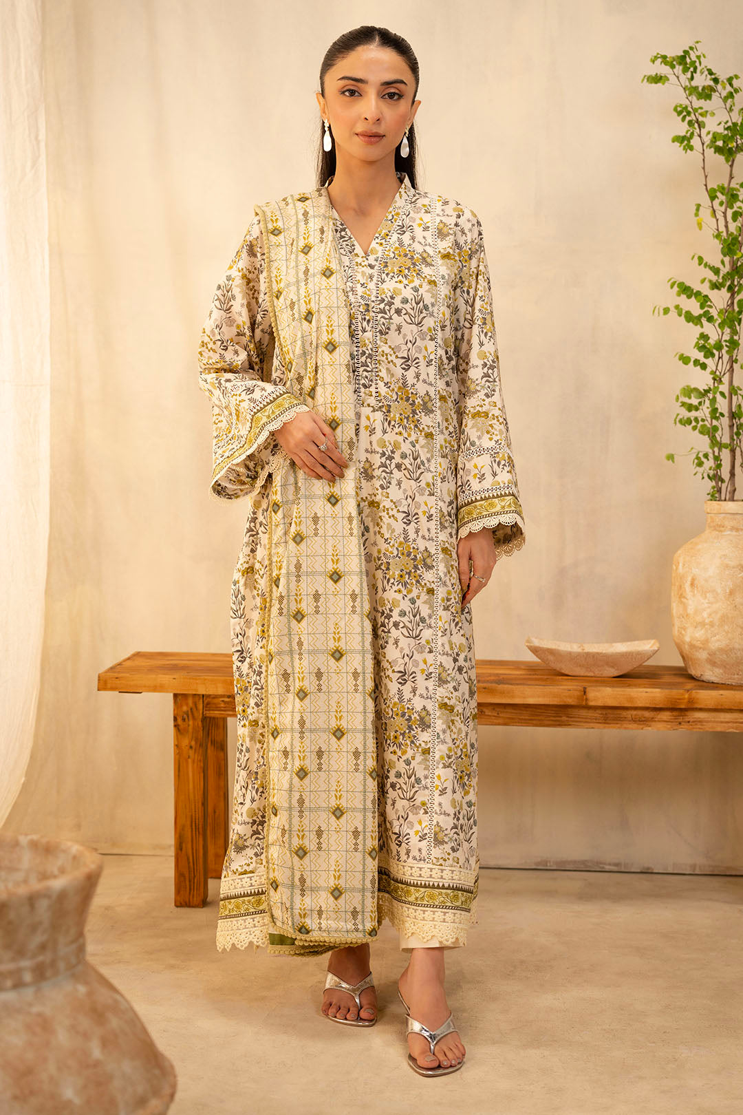 Zellbury | Unstitched 2 Piece Lawn | Shirt Dupatta - 0085 - House Of Hania