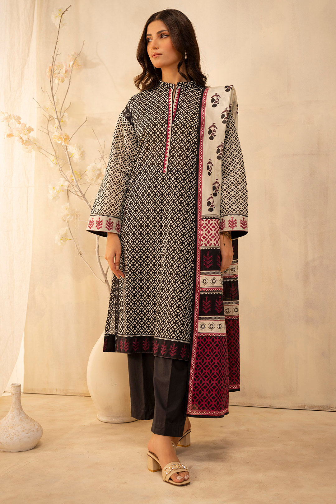 Zellbury | Unstitched 2 Piece Lawn | Shirt Dupatta - 0090 - House Of Hania
