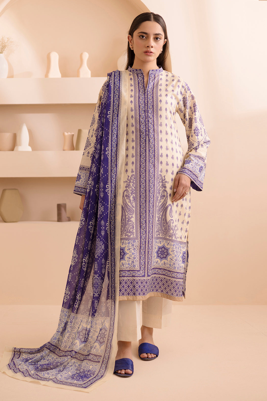 Zellbury | Unstitched 2 Piece Lawn | Shirt Dupatta - 0158 - House Of Hania
