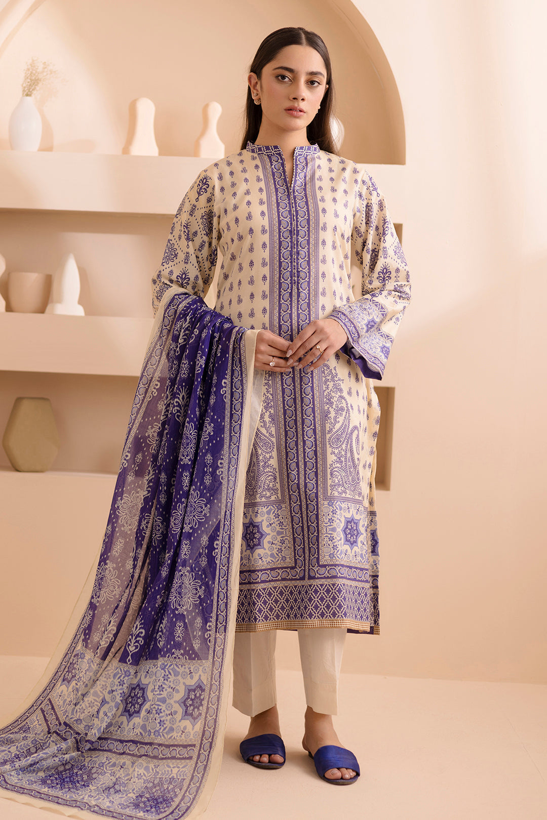 Zellbury | Unstitched 2 Piece Lawn | Shirt Dupatta - 0158 - House Of Hania