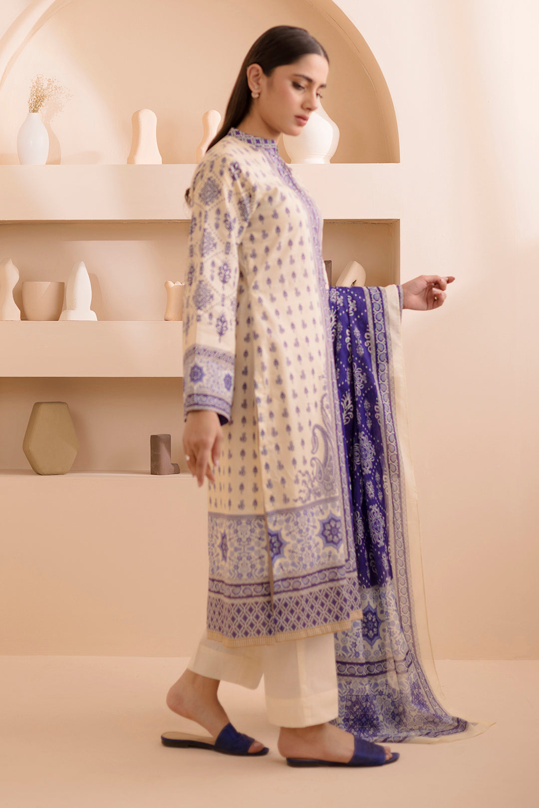 Zellbury | Unstitched 2 Piece Lawn | Shirt Dupatta - 0158 - House Of Hania