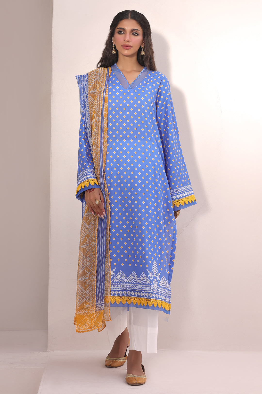 Zellbury | Unstitched 2 Piece Lawn | Shirt Dupatta - 1151 - House Of Hania