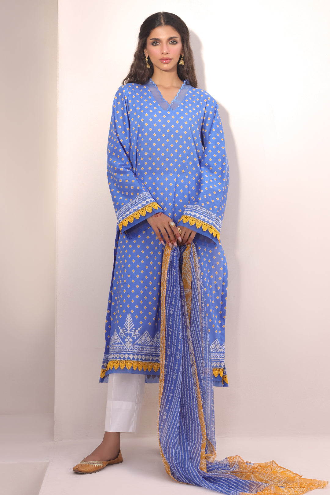 Zellbury | Unstitched 2 Piece Lawn | Shirt Dupatta - 1151 - House Of Hania