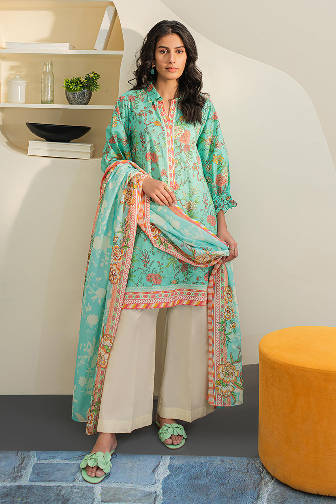 Zellbury | Unstitched 2 Piece Lawn | Shirt Dupatta - 1157 - House Of Hania