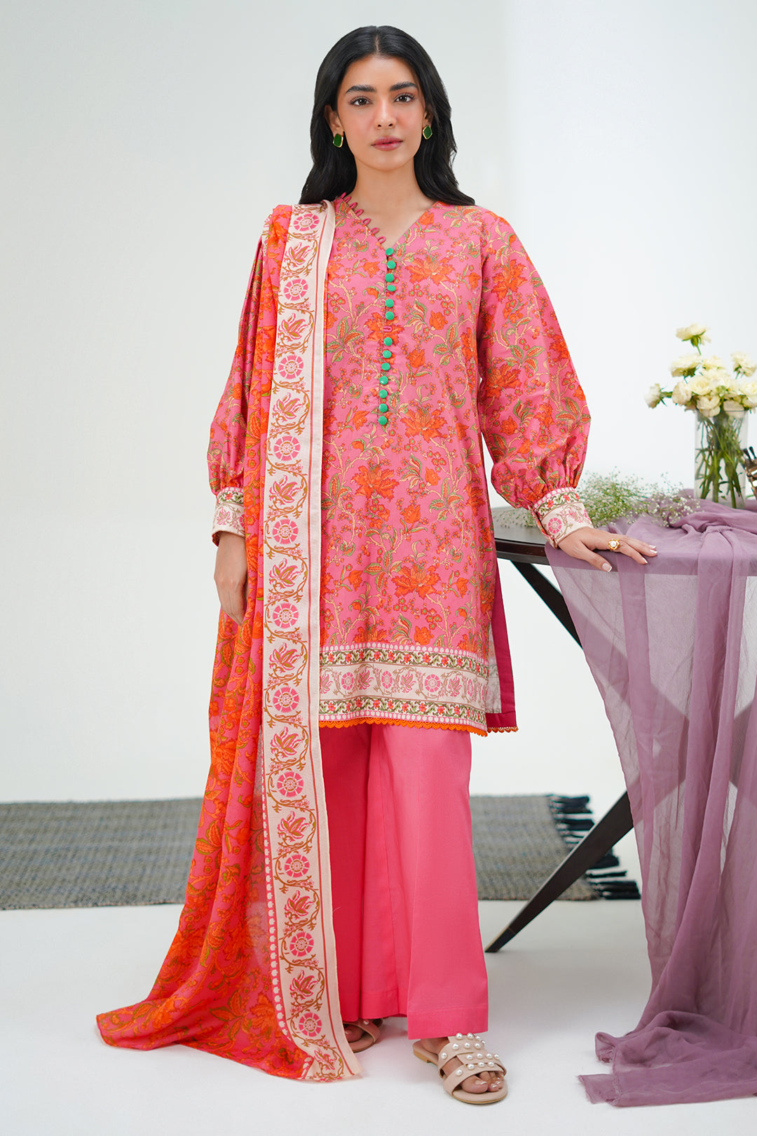 Zellbury | Unstitched 2 Piece Lawn | Shirt Dupatta - 1301 - House Of Hania