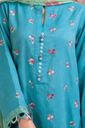 Zellbury | Unstitched 3 Piece Blue | Embroidered Shirt Shalwar Dupatta - 1115 - House Of Hania