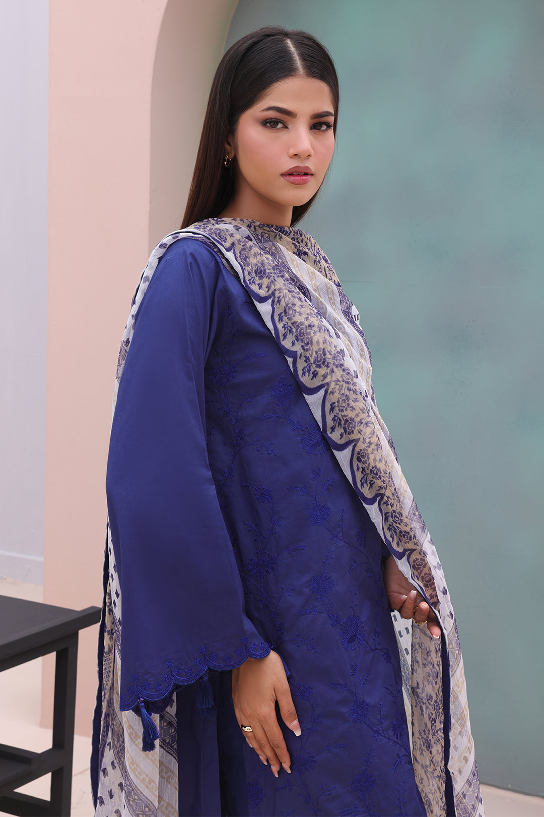 Zellbury | Unstitched 3 Piece Cambric | Embroidered Shirt Dupatta - 0604 - House Of Hania