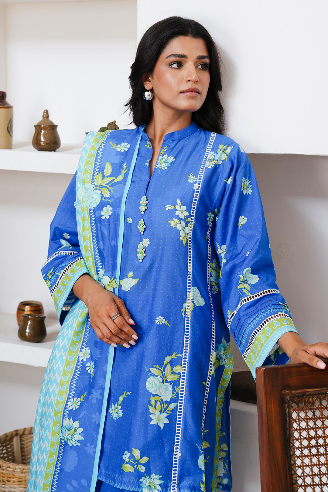 Zellbury | Unstitched 3 Piece Cambric | Embroidered Shirt Shalwar Dupatta - 0065 - House Of Hania