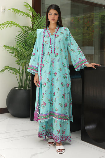 Zellbury | Unstitched 3 Piece Cambric | Embroidered Shirt Shalwar Dupatta - 0067 - House Of Hania