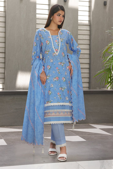 Zellbury | Unstitched 3 Piece Cambric | Embroidered Shirt Shalwar Dupatta - 0068 - House Of Hania