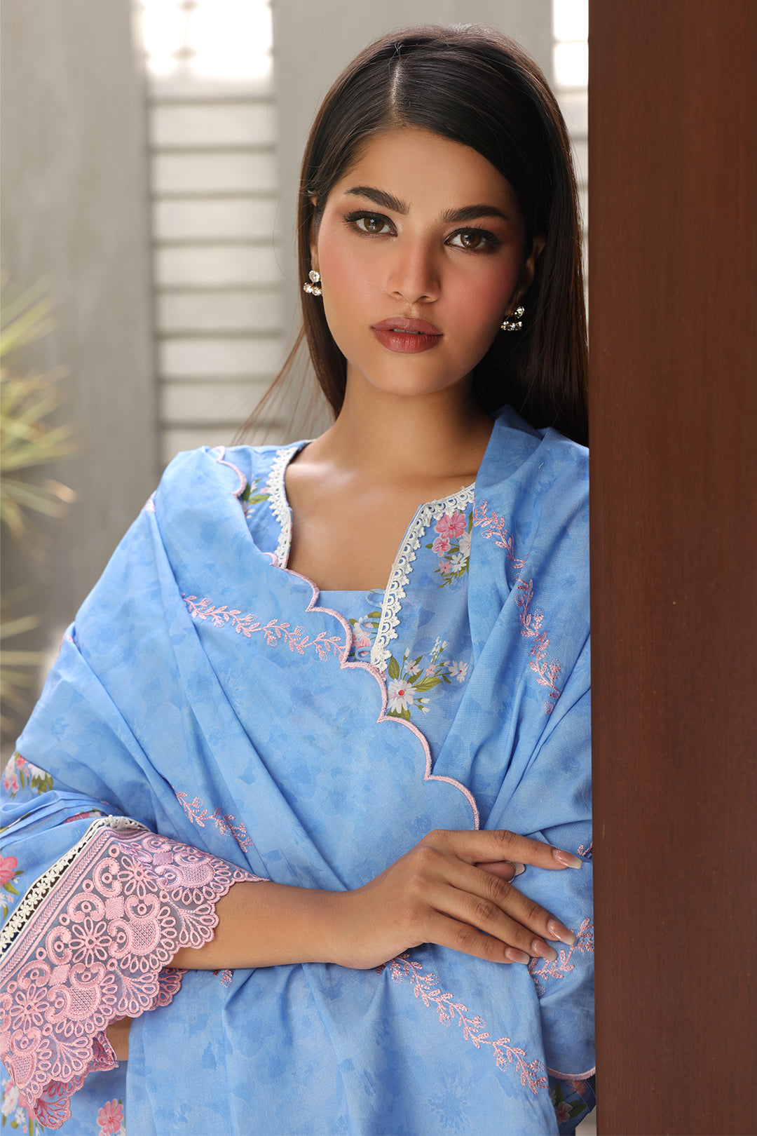 Zellbury | Unstitched 3 Piece Cambric | Embroidered Shirt Shalwar Dupatta - 0068 - House Of Hania