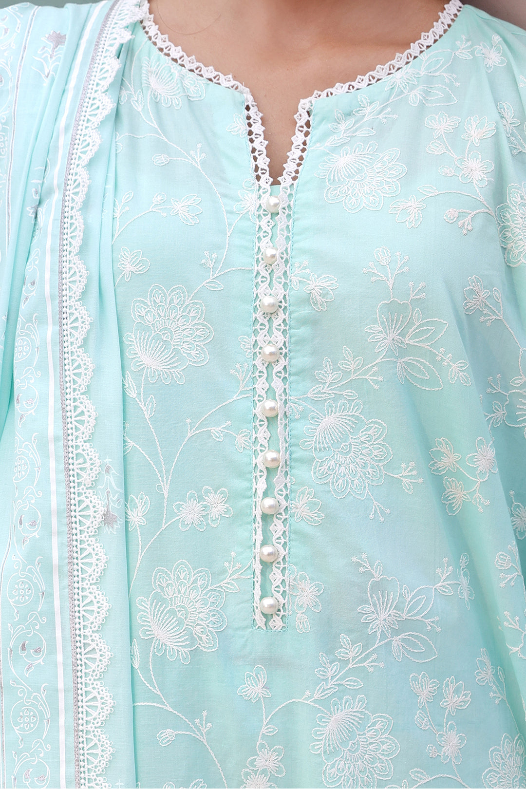 Zellbury | Unstitched 3 Piece Cambric | Embroidered Shirt Shalwar Dupatta - 0073 - House Of Hania