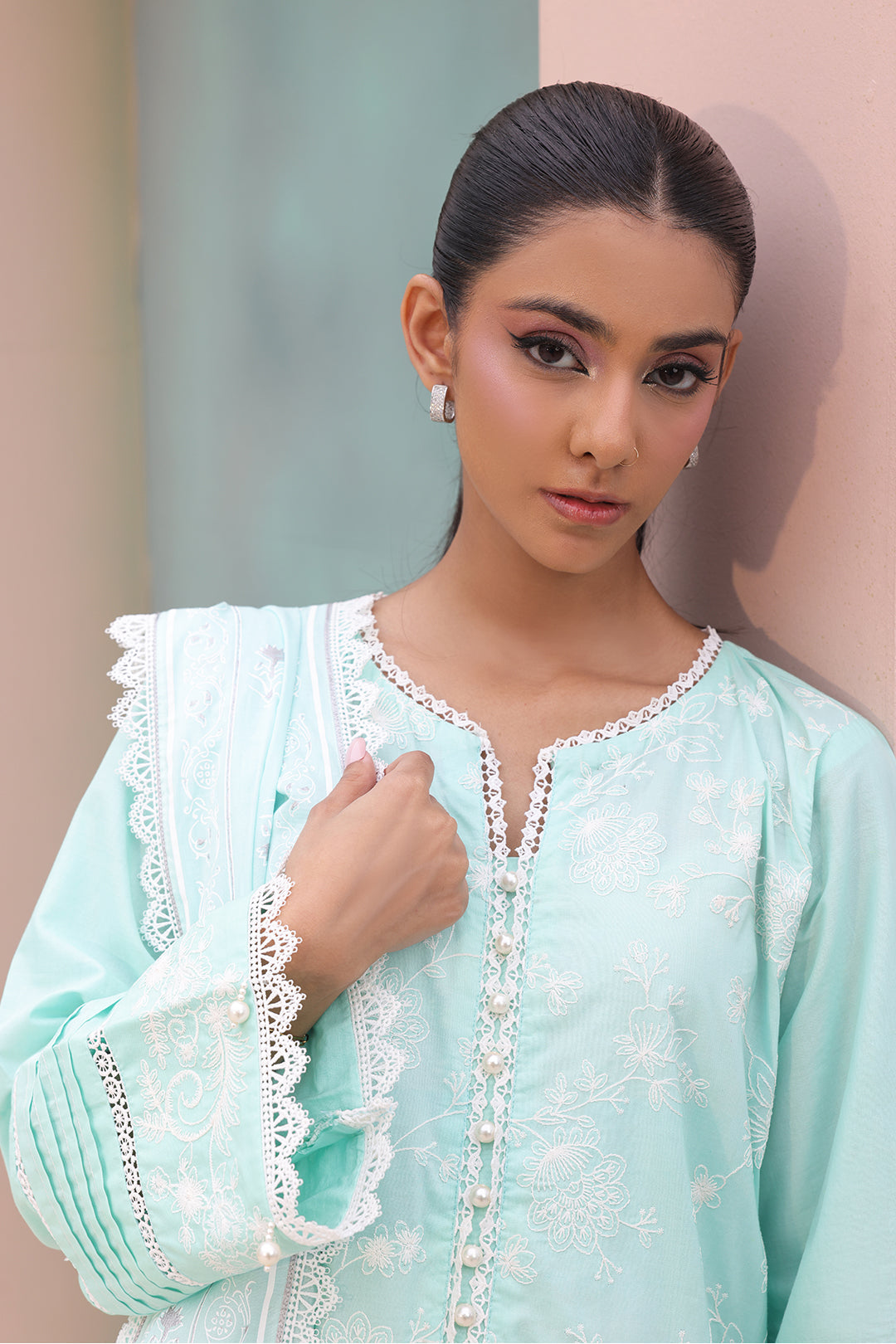 Zellbury | Unstitched 3 Piece Cambric | Embroidered Shirt Shalwar Dupatta - 0073 - House Of Hania
