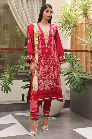Zellbury | Unstitched 3 Piece Cambric | Embroidered Shirt Shalwar Dupatta - 0074 - House Of Hania