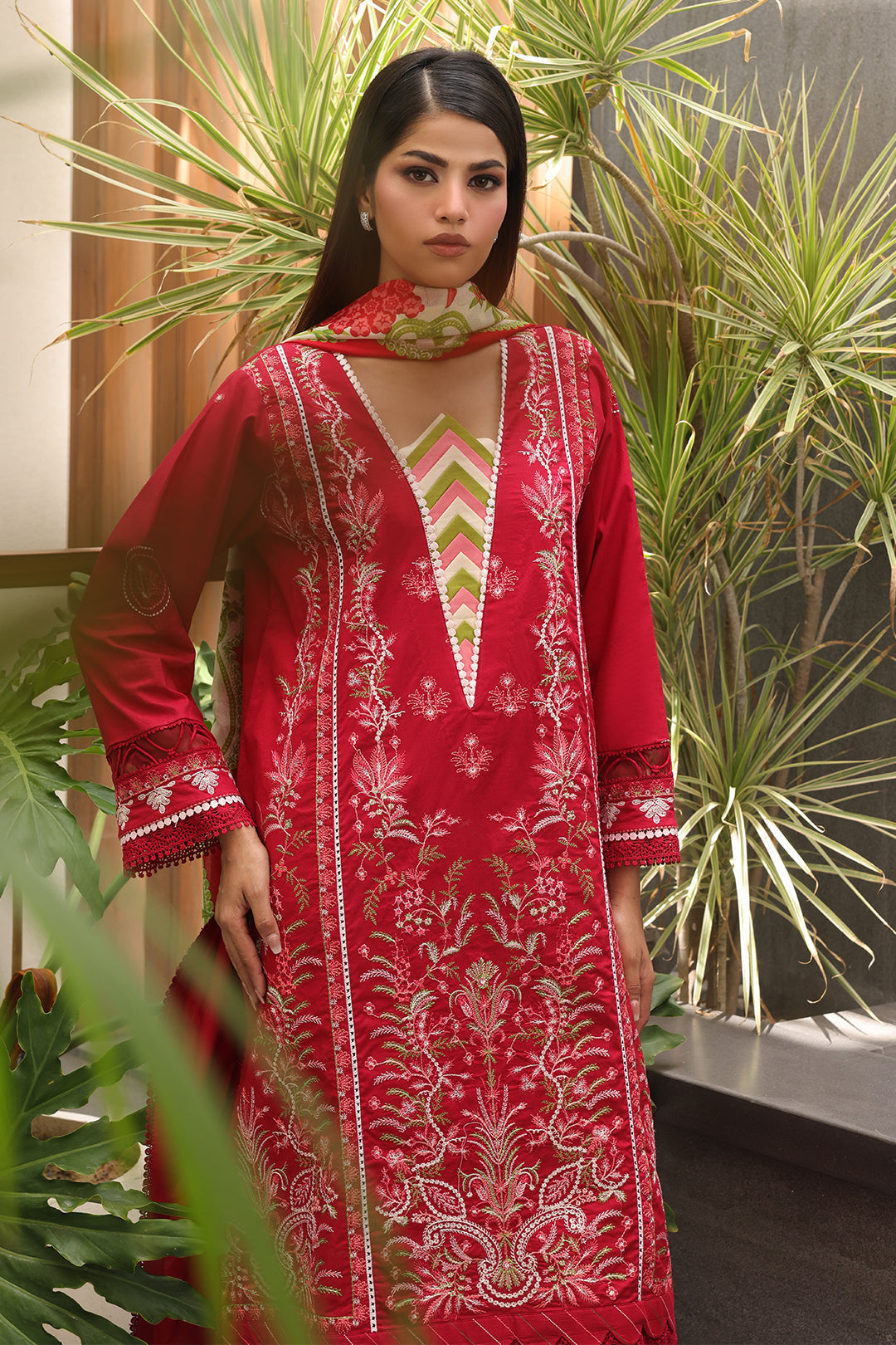 Zellbury | Unstitched 3 Piece Cambric | Embroidered Shirt Shalwar Dupatta - 0074 - House Of Hania