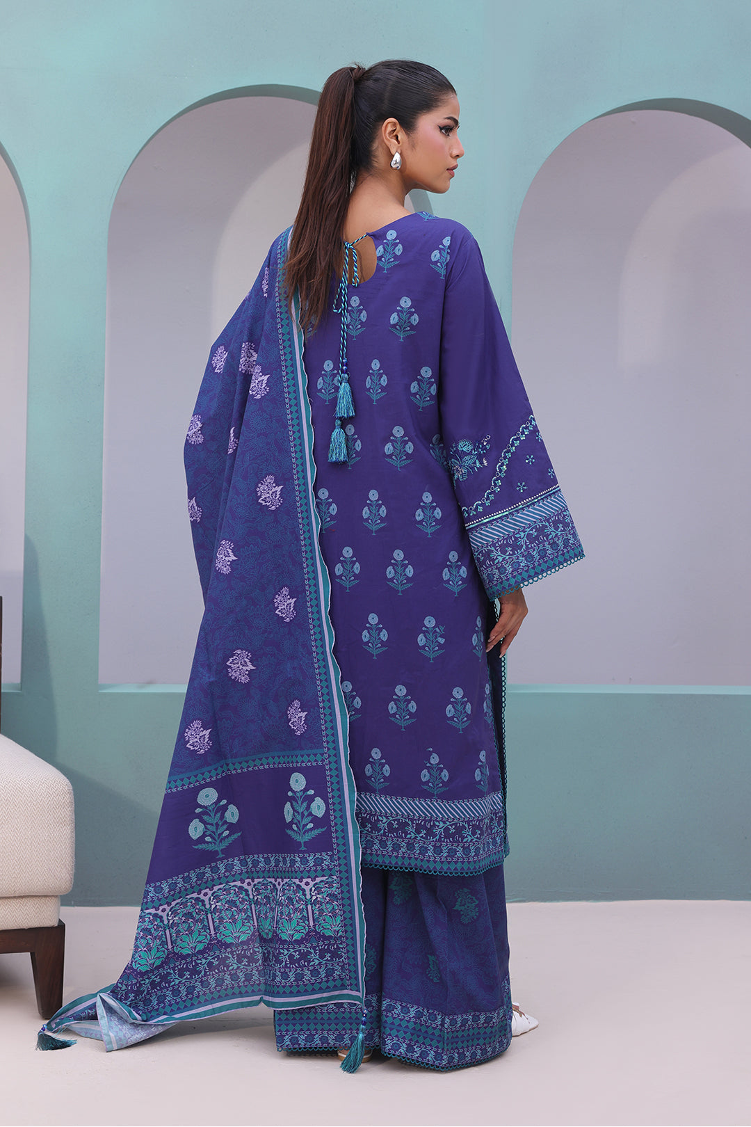 Zellbury | Unstitched 3 Piece Cambric | Embroidered Shirt Shalwar Dupatta - 0141 - House Of Hania