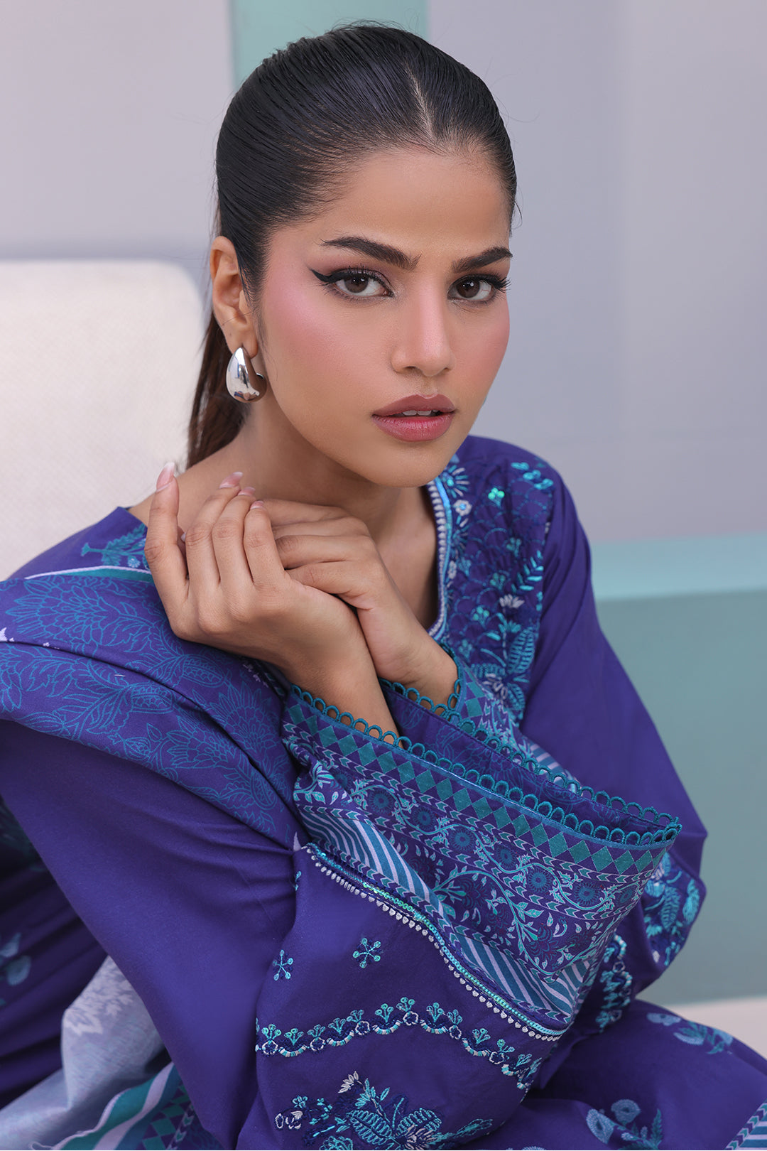 Zellbury | Unstitched 3 Piece Cambric | Embroidered Shirt Shalwar Dupatta - 0141 - House Of Hania
