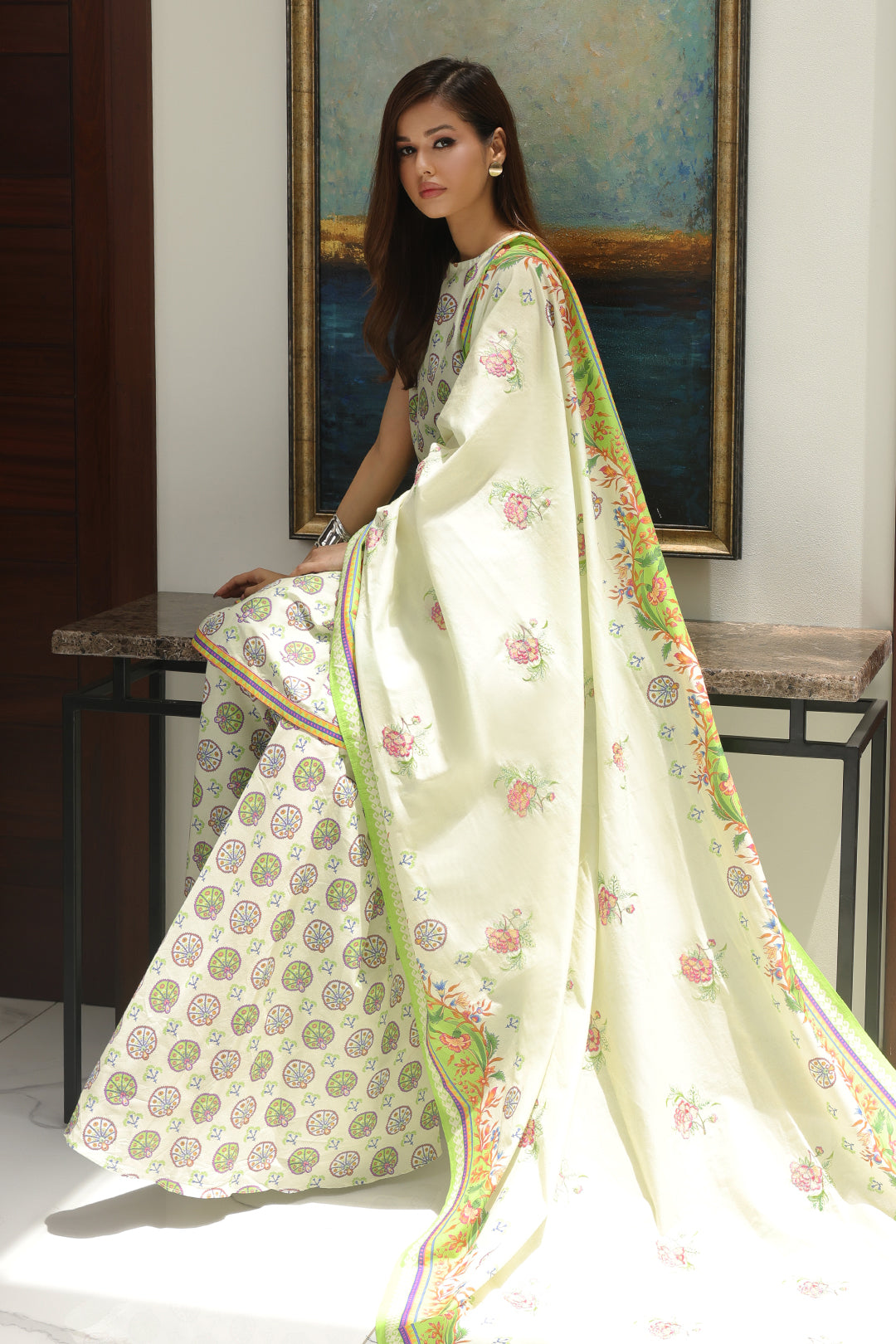 Zellbury | Unstitched 3 Piece Cambric | Embroidered Shirt Shalwar Dupatta - 0143 - House Of Hania