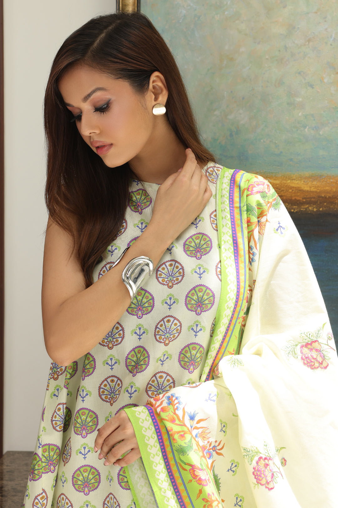 Zellbury | Unstitched 3 Piece Cambric | Embroidered Shirt Shalwar Dupatta - 0143 - House Of Hania