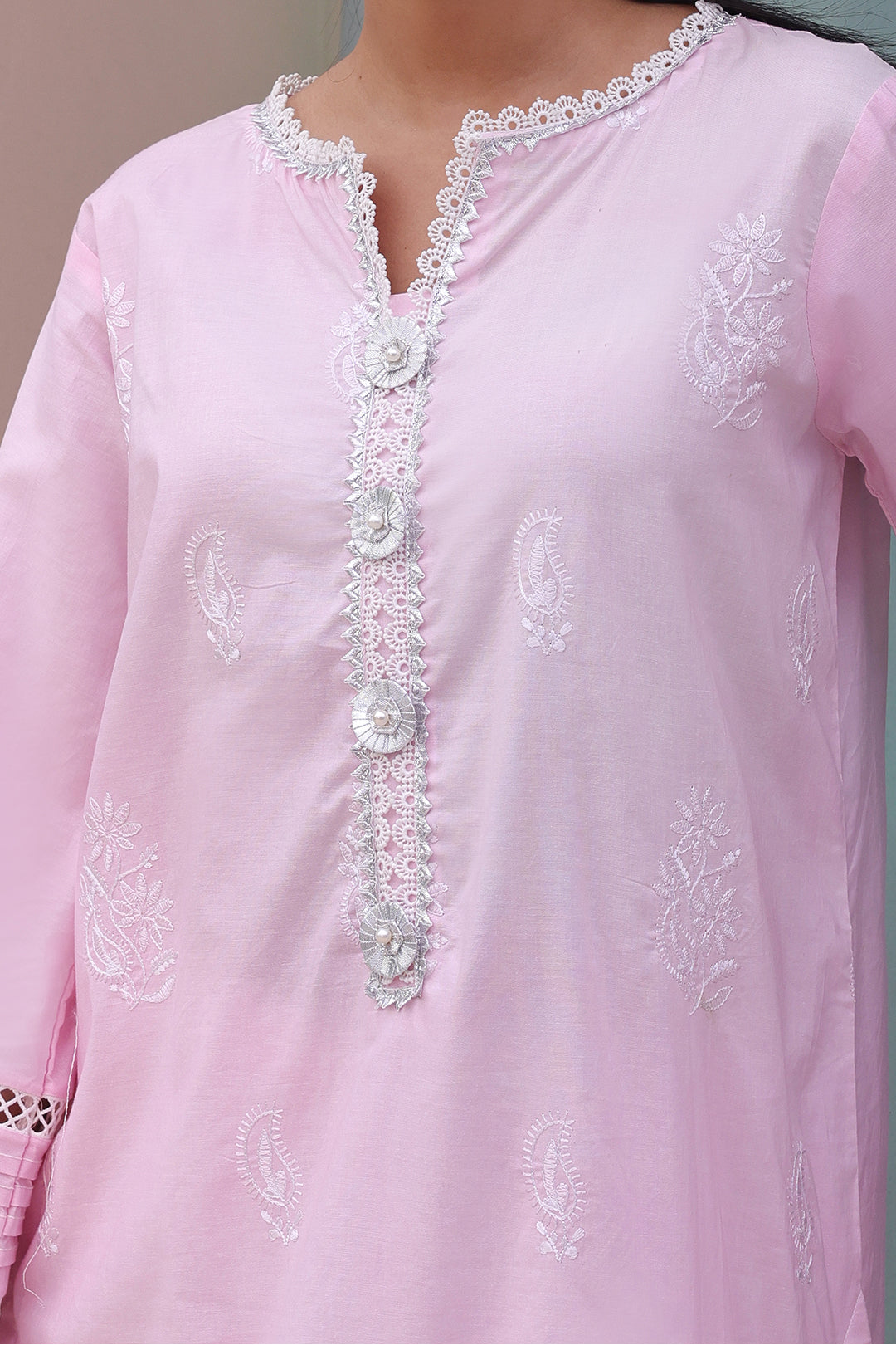 Zellbury | Unstitched 3 Piece Cambric | Embroidered Shirt Shalwar Dupatta - 0147 - House Of Hania