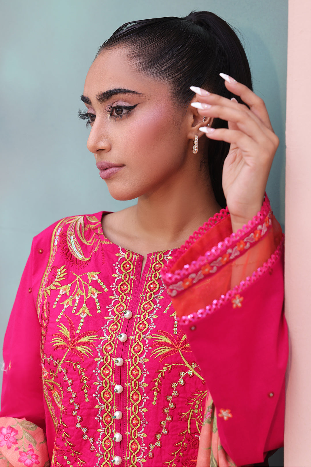 Zellbury | Unstitched 3 Piece Cambric | Embroidered Shirt Shalwar Dupatta - 0151 - House Of Hania