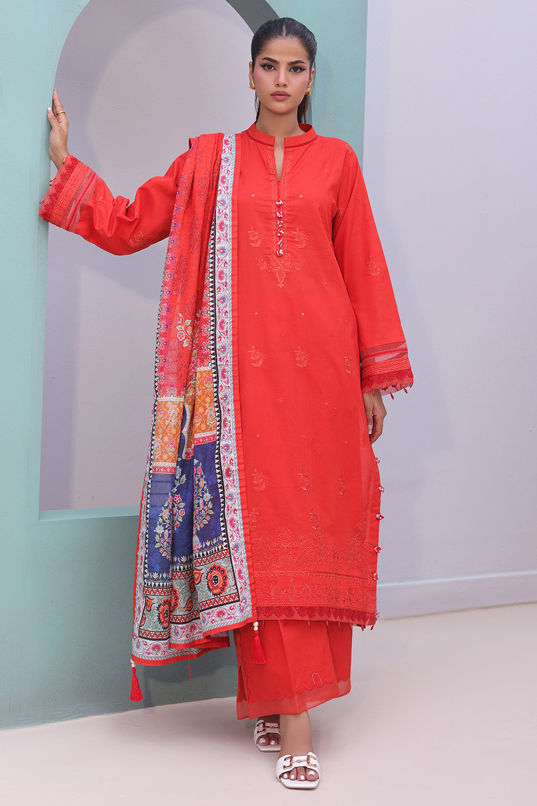 Zellbury | Unstitched 3 Piece Cambric | Embroidered Shirt Shalwar Dupatta - 0152 - House Of Hania