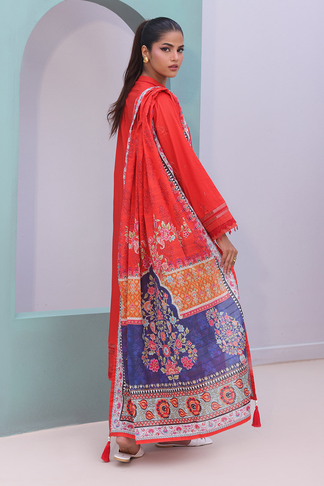 Zellbury | Unstitched 3 Piece Cambric | Embroidered Shirt Shalwar Dupatta - 0152 - House Of Hania