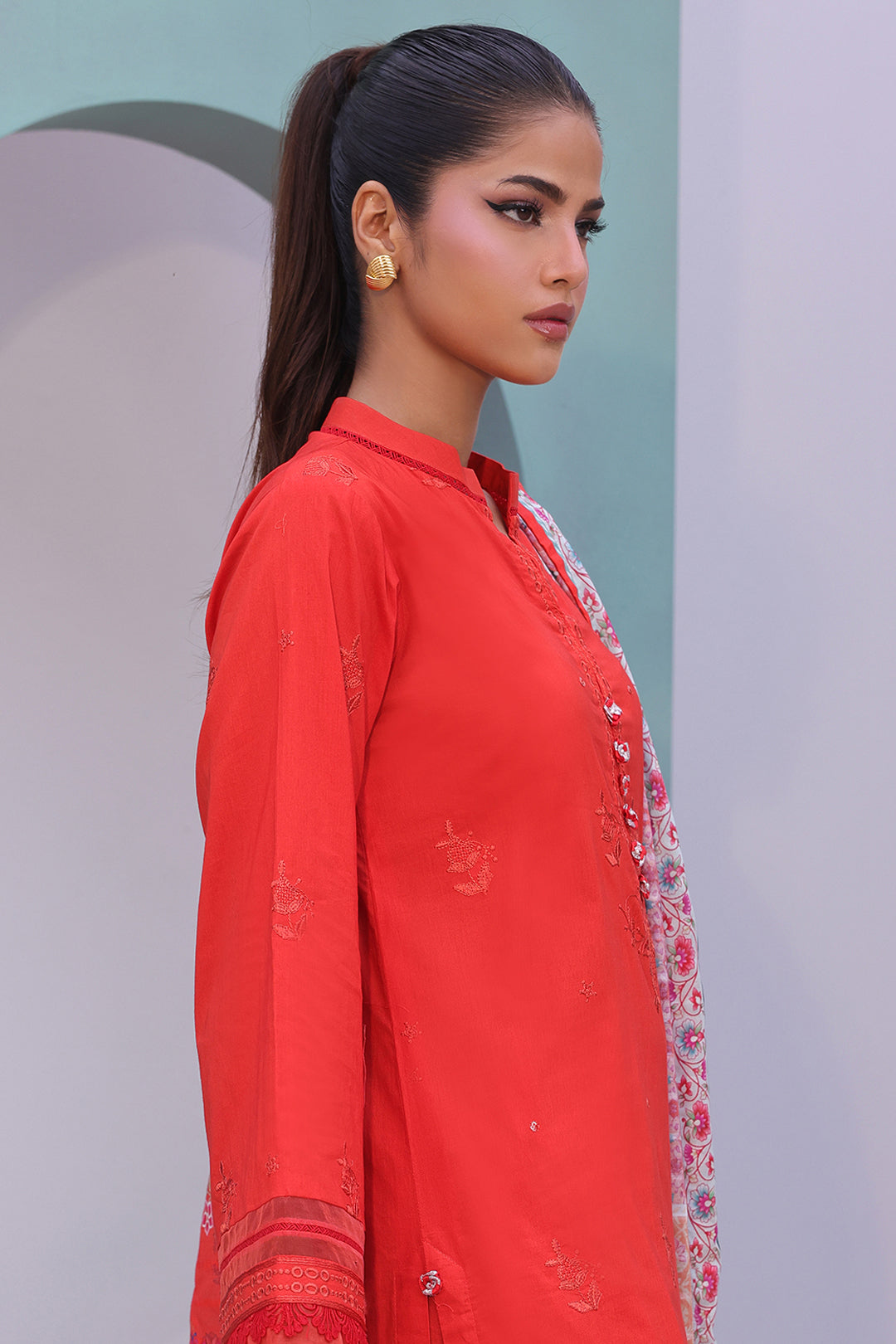 Zellbury | Unstitched 3 Piece Cambric | Embroidered Shirt Shalwar Dupatta - 0152 - House Of Hania