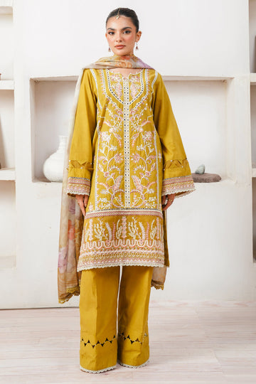 Zellbury | Unstitched 3 Piece Cambric | Embroidered Shirt Shalwar Dupatta - 0156 - House Of Hania