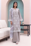 Zellbury | Unstitched 3 Piece Cambric | Embroidered Shirt Shalwar Dupatta - 0601 - House Of Hania
