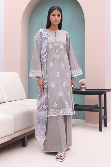 Zellbury | Unstitched 3 Piece Cambric | Embroidered Shirt Shalwar Dupatta - 0601 - House Of Hania