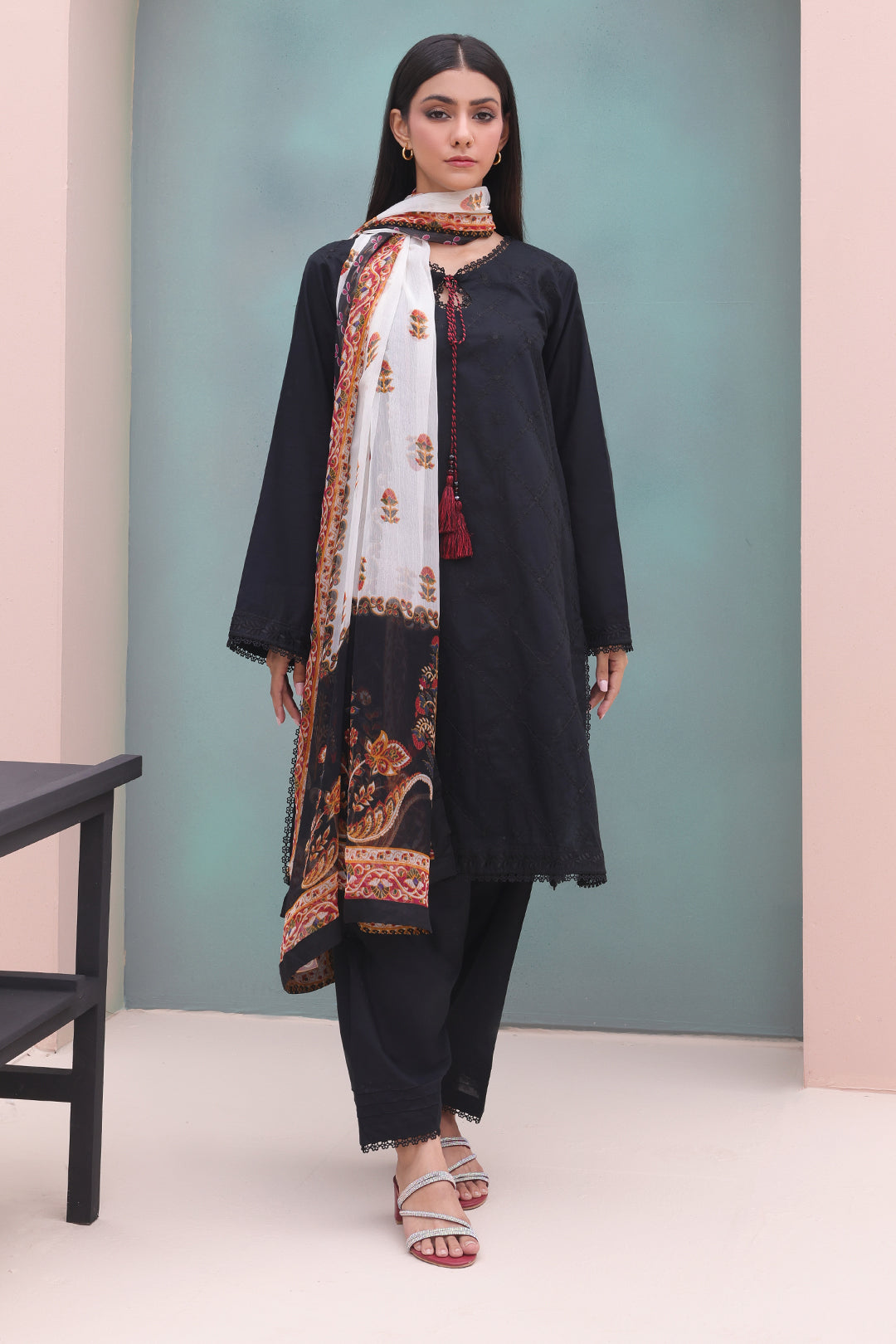 Zellbury | Unstitched 3 Piece Cambric | Embroidered Shirt Shalwar Dupatta - 0605 - House Of Hania