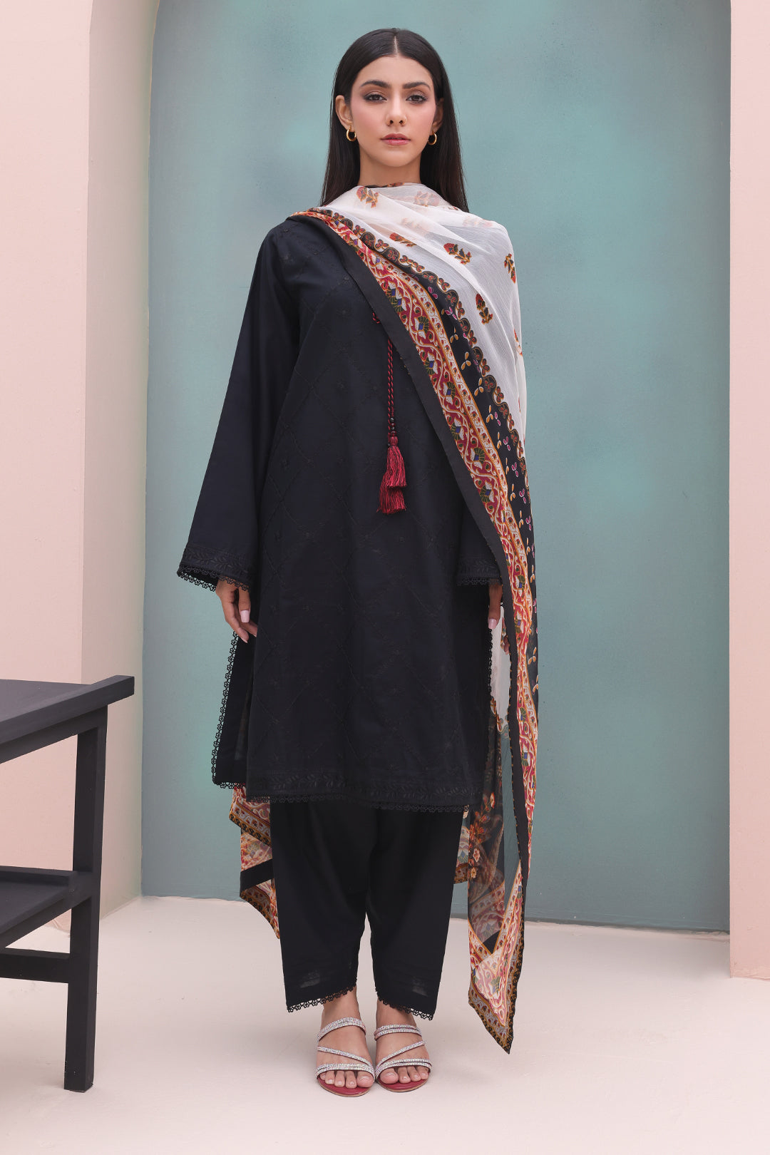 Zellbury | Unstitched 3 Piece Cambric | Embroidered Shirt Shalwar Dupatta - 0605 - House Of Hania