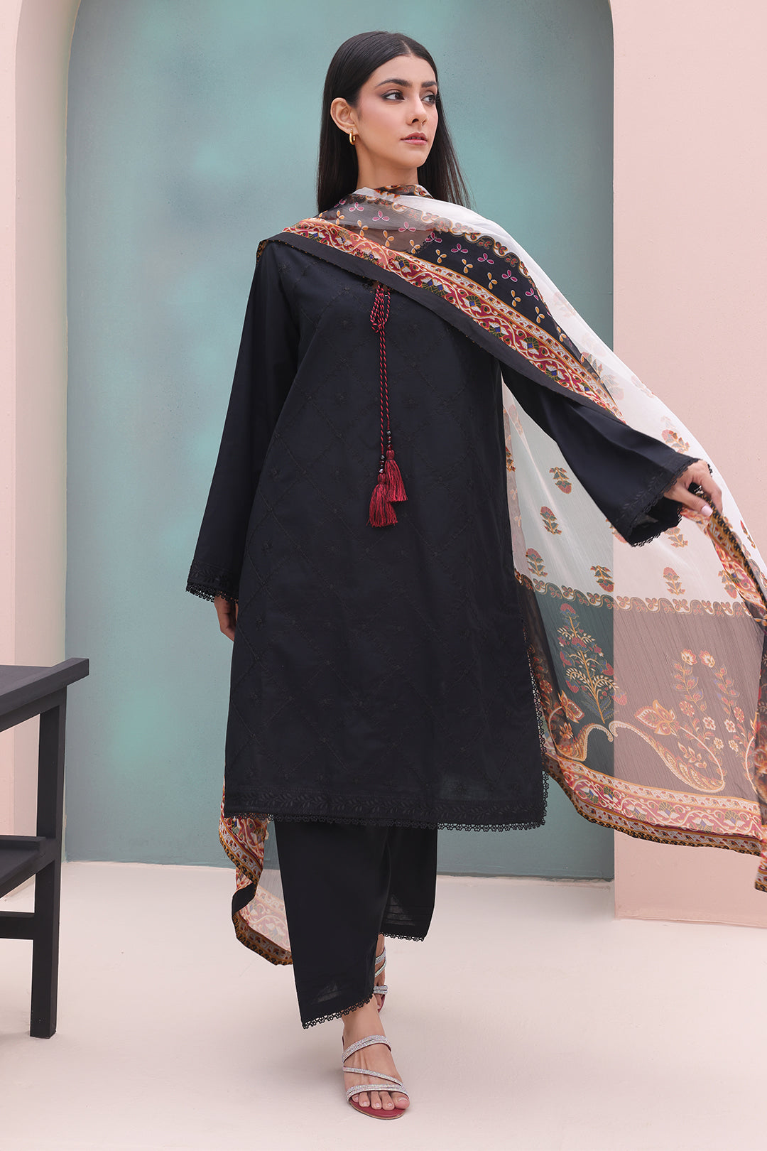 Zellbury | Unstitched 3 Piece Cambric | Embroidered Shirt Shalwar Dupatta - 0605 - House Of Hania