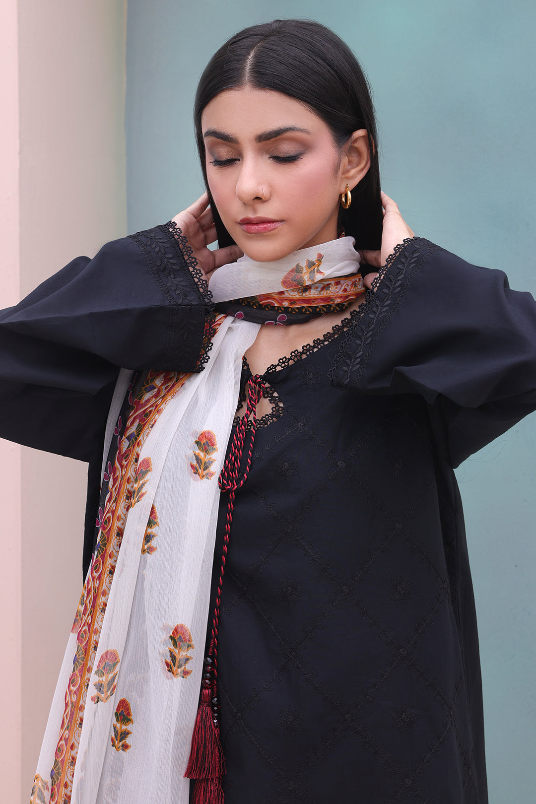 Zellbury | Unstitched 3 Piece Cambric | Embroidered Shirt Shalwar Dupatta - 0605 - House Of Hania