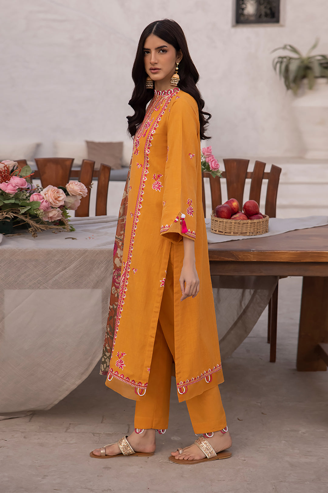 Zellbury | Unstitched 3 Piece Cambric | Embroidered Shirt Shalwar Dupatta - 1142 - House Of Hania
