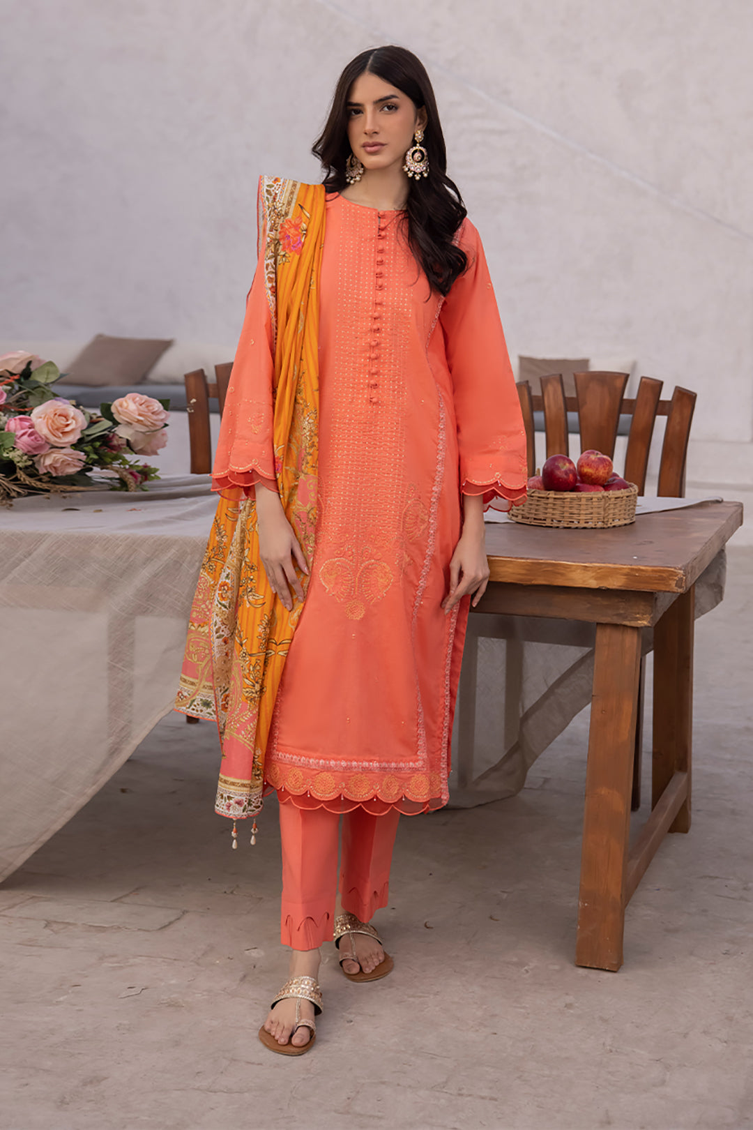 Zellbury | Unstitched 3 Piece Cambric | Embroidered Shirt Shalwar Dupatta - 1143 - House Of Hania