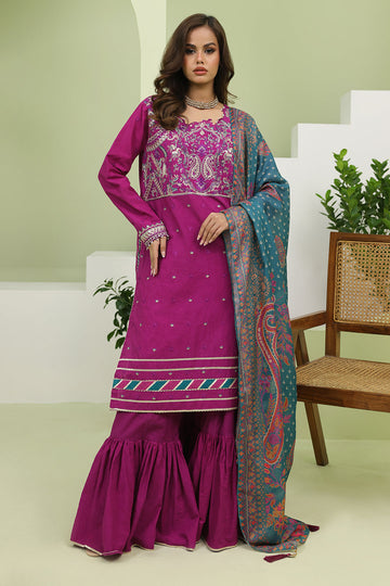 Zellbury | Unstitched 3 Piece Cambric | Embroidered Shirt Shalwar Dupatta - 1269 - House Of Hania