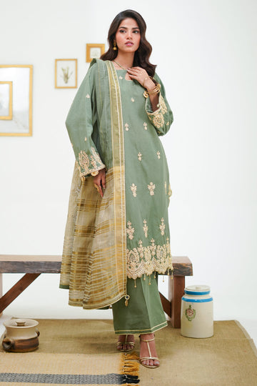 Zellbury | Unstitched 3 Piece Cambric | Embroidered Shirt Shalwar Dupatta - 1284 - House Of Hania