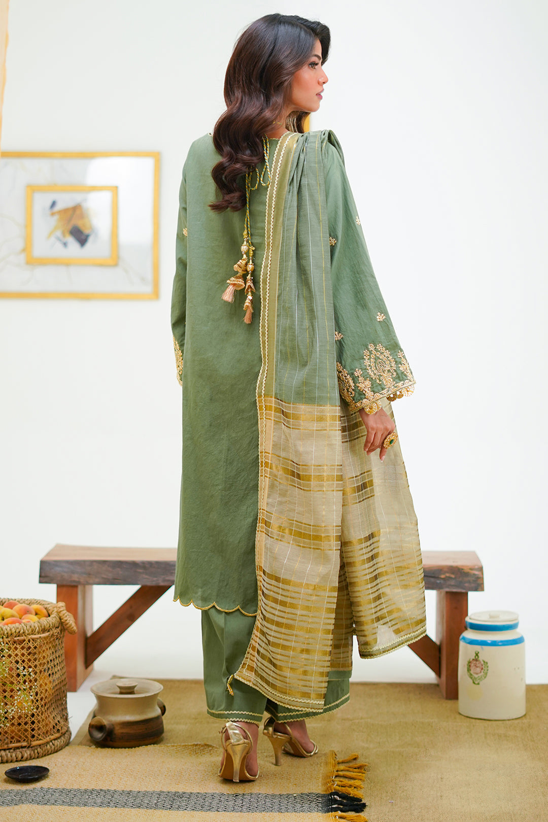 Zellbury | Unstitched 3 Piece Cambric | Embroidered Shirt Shalwar Dupatta - 1284 - House Of Hania
